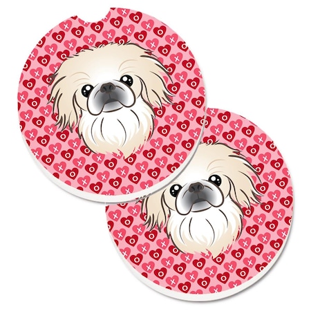 Carolines Treasures Pekingese Hearts Cup Holder Car Coasters - Set of 2 BB5291CARC